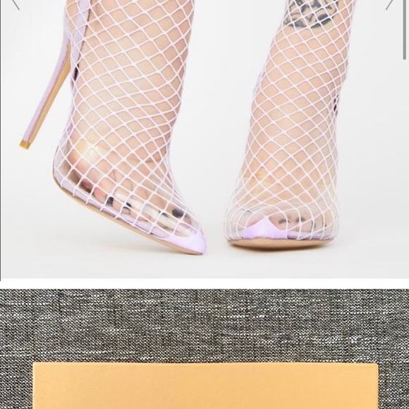 Public Desire - Lavender Fishnet Heels/Stilettos 💜Like New💜 Size 7/fits 7-8 - Picture 4 of 11